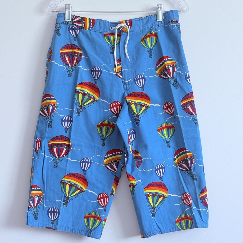 VTG CAL SURF Swim Trunks Board Shorts Men 32-34 M Hot Air Balloons Novelty Long